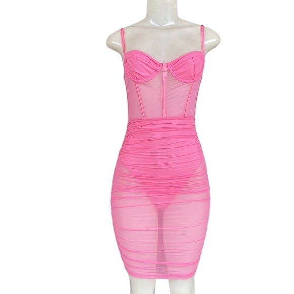 Tic Toc Pink Sheer Dress Size S - Picture 1 of 10